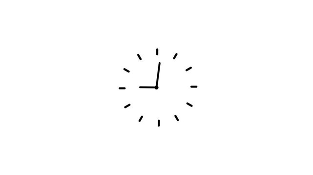 Clock spinning, watch animation on transparent. Clock icon 24 hours day fast speed with moving timer clock rotation on a white background 4k animation