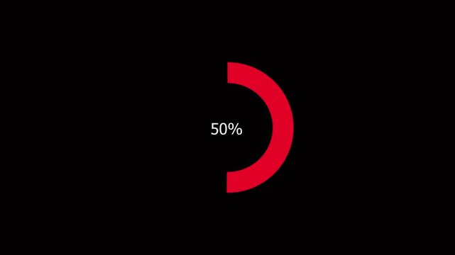 Science Loading white Circle Ring on black background. 100 in the loading ring. Loading Transfer Download Animation from zero to one hundred percent. on a black background 4k animation video