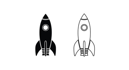 Two rocket silhouettes a black and white space exploration iconography © ArtBySalea07