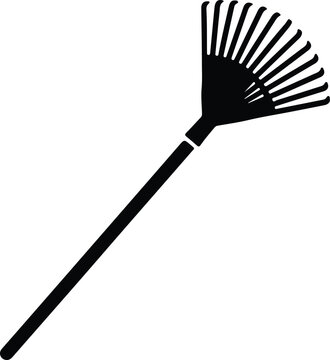 Silhouette design of a metal garden leaf rake tool vector