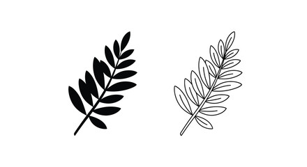 Botanical illustration of fern leaves a minimalist black and white design © ArtBySalea07