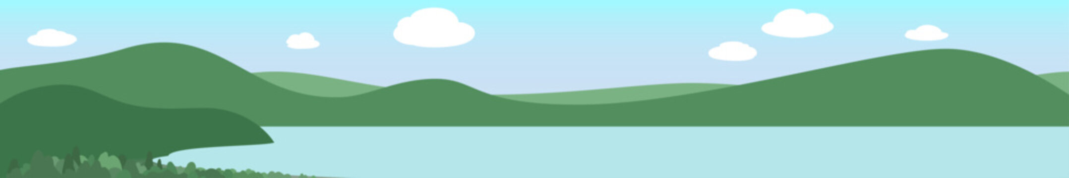 遠くから見た湖の眺望・シンプルな風景のベクター
イラスト