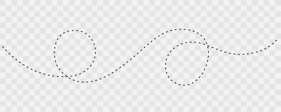 Dashed wavy line with circular loops abstract minimal decorative design element