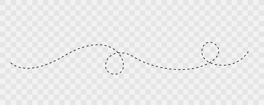 Minimal dashed wavy line with small loops abstract decorative design element
