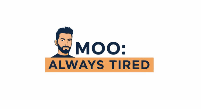 A minimalist graphic of a man's head and shoulders next to text