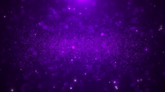 Purple glitter particle background glowing stars, bokeh blur, violet haze, magical sparkle field. celebration wedding titles, romantic intros, fantasy scenes, festive promos, dreamy motion overlays.