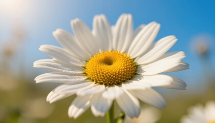 Fototapeta premium Close-up of a beautiful daisy flower in nature vibrant background nature photography outdoor serenity