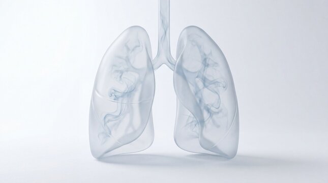 3d render of human lungs with smoke inside isolated on white background