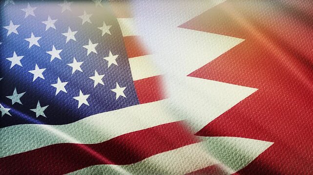 USA and Bahrain Flags Waving Side by Side in Wind &ndash; Gulf Relations, Diplomacy and International Partnership
