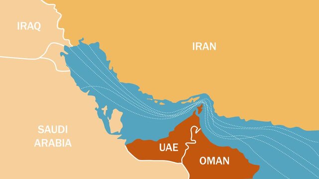 Persian gulf shipping lanes map showing maritime trade routes through the strait of hormuz connecting iran saudi arabia u a e and oman with international