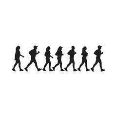 Obraz premium Silhouette Sequence Showing People Walking In Various Styles
