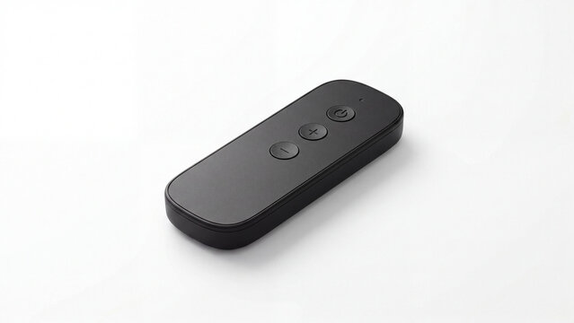 Black remote control on white background simple design isolated