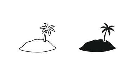Tropical island sketch two versions of a palm tree on a small island © ArtBySalea07
