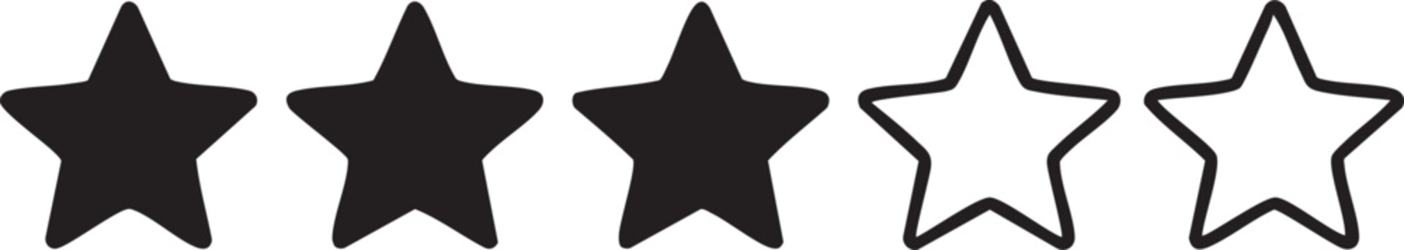 Three filled stars and two empty stars rating with feedback evaluation performance