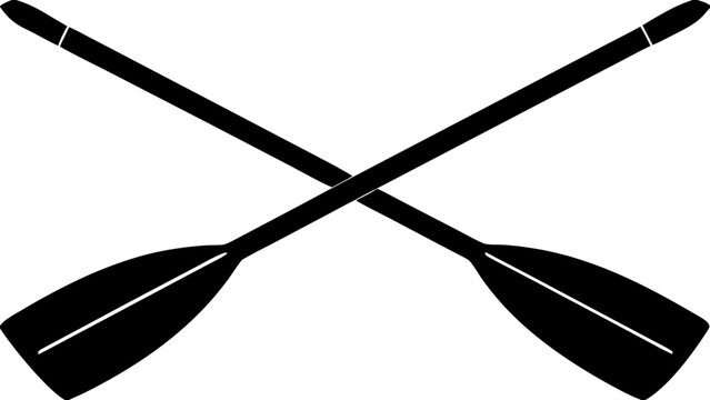 Crossed Boat Oars Silhouette Vector - Nautical Paddle Icon for Rowing and Water Sports Illustration