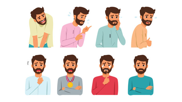 Human Expressions in Everyday Life: A collection of illustrations captures diverse expressions, reflecting on a spectrum of everyday human emotions and experiences.