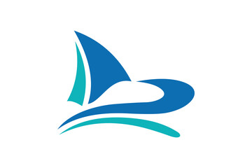 Fototapeta premium Simple symbol illustration of boat and wave design