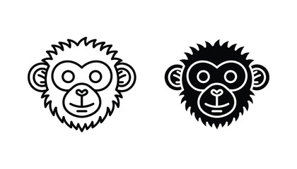 Hairy cartoon monkey head with expressive face symbolizing playful animal character © Aura