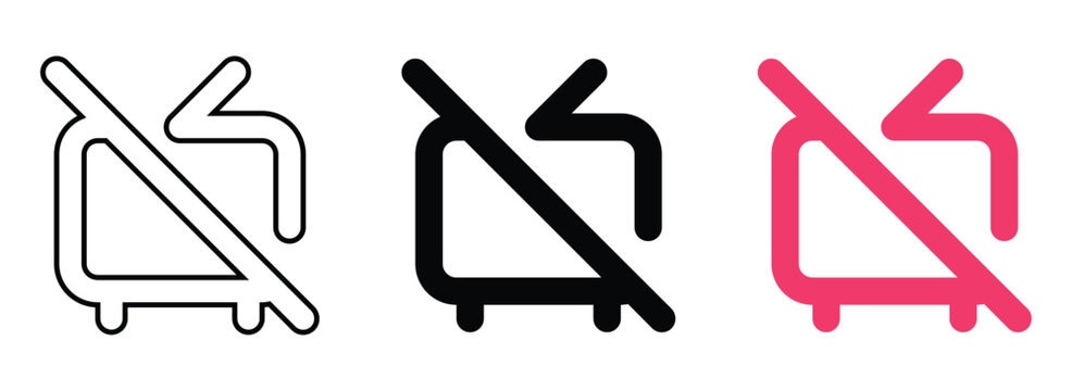 Icons representing deactivated television status with crossed lines in different artistic styles for interface indicators.