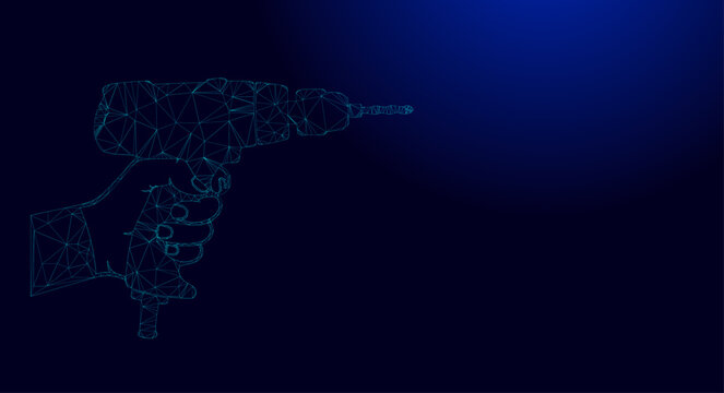 Digital vector illustration of a hand holding a power drill