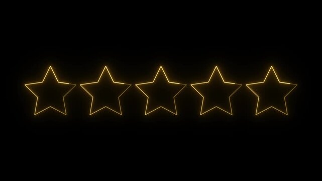 Yellow Special with rating star icon animation. Golden glowing five star flat symbol animation Special with rating star icon animation.Twinkling stars animation.black screen background,4k video.