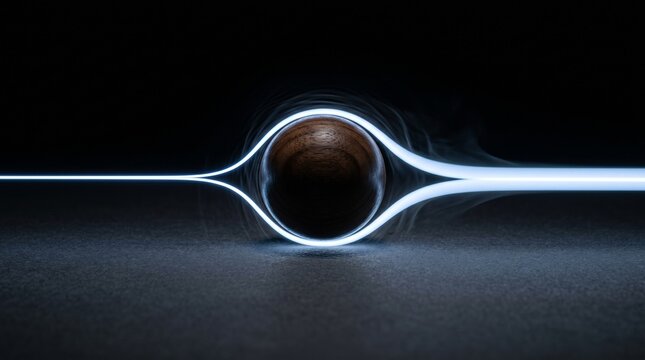  A beam of light that bends around a small wooden sphere instead of hitting it