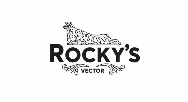 A stylized animal rests above bold text and decorative flourishes