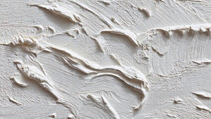 Obraz premium Artistic exploration of blank oil painting canvas featuring thick white impasto brush strokes in a creative studio environment