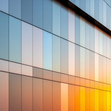 Architecture moderne de fa&ccedil;ade en verre aux couleurs d&eacute;grad&eacute;es