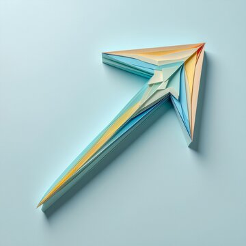 Fl&egrave;che directionnelle en papier color&eacute; style origami concept de croissance