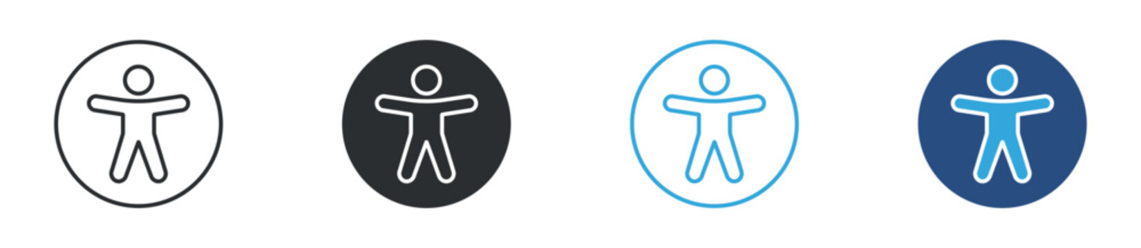 Accessibility icon set. human figure in circle. inclusive design and usability concept. vector illustration.