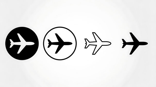 Airplane icons collection - transportation symbol set with airplane, aircraft