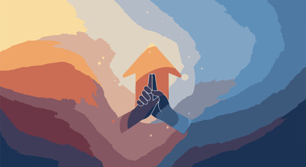 Obraz premium Abstract representation of upward movement and connection through hand gestures