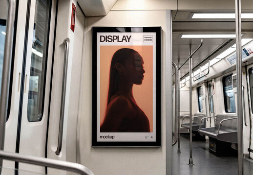 Train Advertising Display Mockup &ndash; Indoor Branding Presentation (PSD)