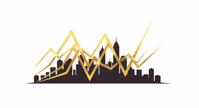 Abstract golden lines surge over a dark city silhouette