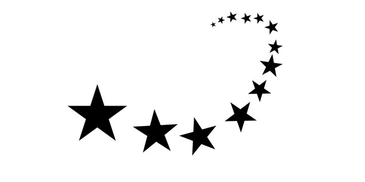 shooting star cluster vector. star array vector. stars in a row shooting forward.