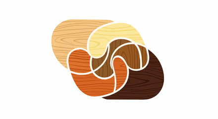 Obraz premium Abstract interlocking shapes with wood grain texture in various warm tones