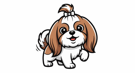 Obraz premium Adorable cartoon shih tzu puppy with a bow on its head