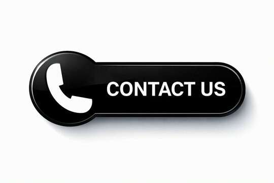 Modern black contact us button with phone icon