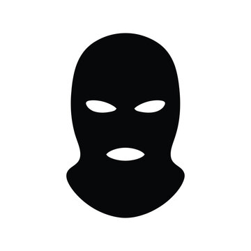 Black balaclava face mask silhouette providing a clean minimalist icon for winter sports or security related graphic design projects.