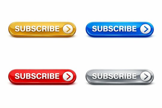 Modern subscribe button set with different colors and styles