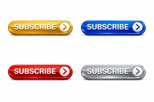 Modern subscribe button set with different colors and styles
