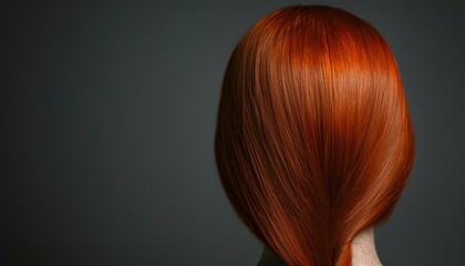 Naklejka premium Bright red hair flows elegantly down the back of a woman showcasing the beauty of vibrant color