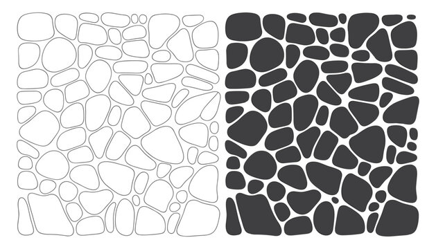 Irregular vector stone wall pattern black and white textures for design projects