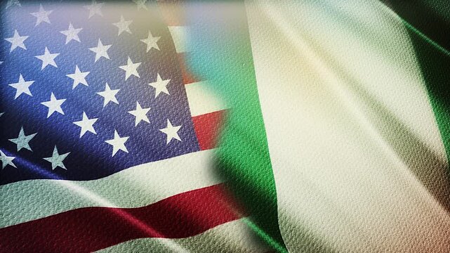 USA and Nigeria Flags Waving Side by Side in Wind &ndash; Diplomacy, International Relations and Global Partnership
