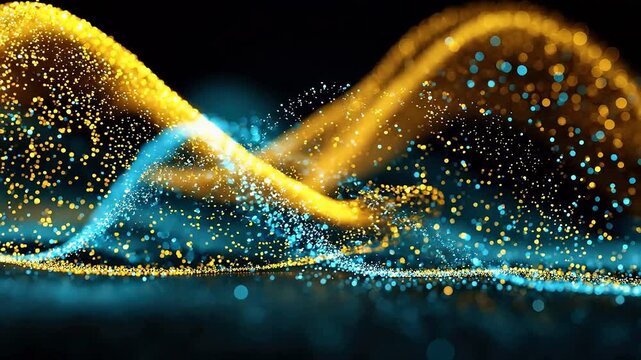 Abstract wave of glowing particles