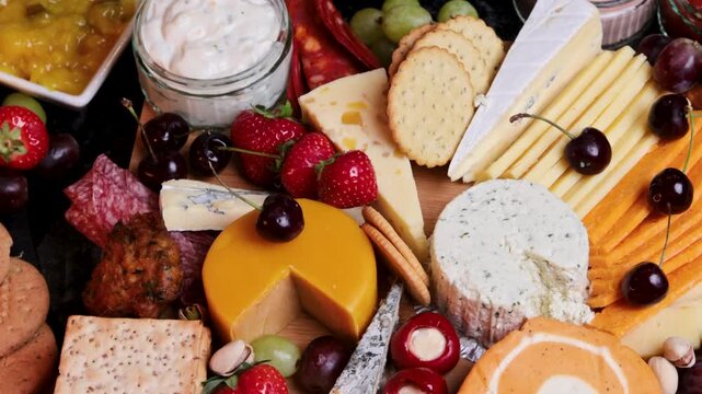 Cheeseboard with Fruit and Snacks Close-up 3