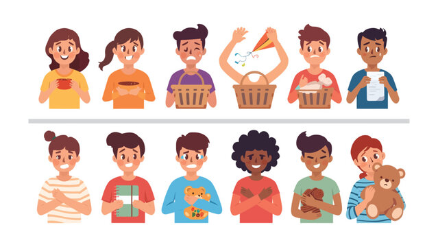 Harmony of Human Emotions: A colorful array of diverse people showcasing a spectrum of expressions, from joy to sorrow, love to frustration, a reflection of the intricate human emotional experience.