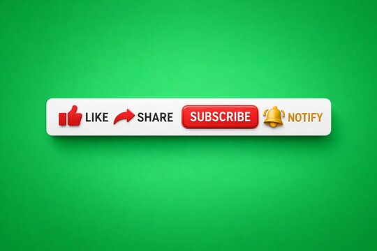 Modern flat design social media action buttons with like share subscribe notify icons