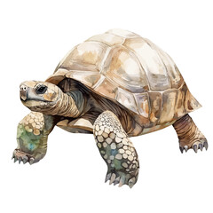 Tortoise, watercolor clipart showing delicate textures and whimsical forms, isolated on a white background. © velora